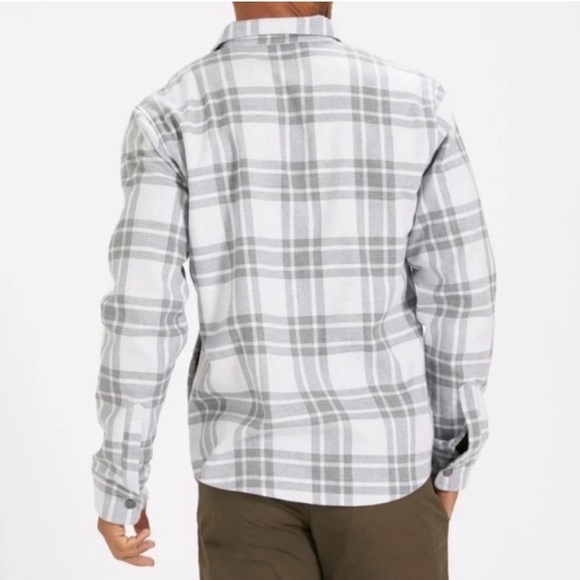 Vuori Men’s Range Shirt Jacket Gray White Plaid Fleece Lined Size Small - Picture 2 of 6